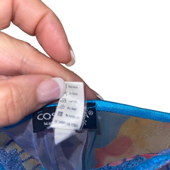 Cosabella Vintage Womens Nightgown Size L Blue Lingerie Slip Floral Sheer Mesh - Picture 10 of 16